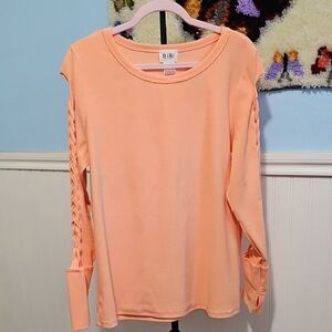 BiBi Peach Long Sleeve Top with Braided Sleeves